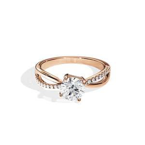 14k Gold plated Diamond Engagement Ring Round Brilliant Cut Prong Setting Women's floral Style Fine Jewelry - Product Image 1