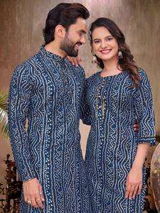 Ensemble de vêtements de fête pour couple, en tissu rayonne respirant et motif Bandhani traditionnel - Product Image 4