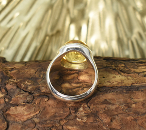 Bague en citrine naturelle |   Bague en argent sterling 925 avec cristal rond cabochon - Product Image 4