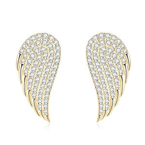 Exquisite Angels Wings Full Moissanite Stud <b>Earrings</b> 925 Sterling Silver Wedding Engagement Gift Party Wear Jewellery For Women - Product Image 1