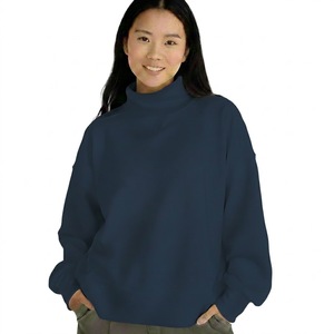 เสื้อสเวตเตอร์คอเต่าทรงโอเวอร์ไซส์สำหรับผู้หญิง สีพื้น ผ้าถักนิตติ้งจากฝ้ายผสมใยไผ่ ระบายอากาศได้ดี เหมาะสำหรับใส่ในฤดูใบไม้ร่วง - Product Image 6