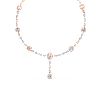 Collier en or rose avec diamants, chaîne à maillons ouverts, pendentif géométrique pour femme, bijoux cadeau - Product Image 4