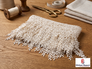 Fournisseur de tissu en dentelle à franges sur mesure, fabricant de garnitures en dentelle cils pour robes de mariée, textile de mode africaine - Product Image 1