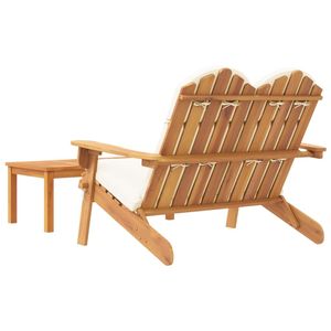 Ensemble de 2 chaises longues de jardin en bois naturel et blanc crème, meubles d'extérieur élégants - Product Image 5