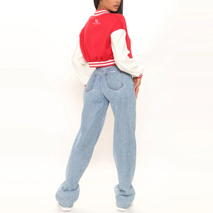 <b>Womens</b> Custom Varsity <b>Jacket</b> Embroidery Wool Body Leather Sleeve College Baseball Style Button Closure 2026 - Product Image 4