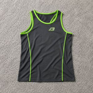 Men's Mesh Gym Singlet Breathable Athletic Stringer Tank <b>Top</b> with <b>Neon</b> Accent Mesh Gym Singlet Performance Activewear - Product Image 1