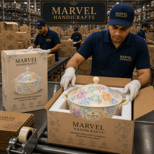 <b>Marvel</b> Handicrafts Insulated Stainless Steel Hot Pot Casserole Pastel Floral <b>Printed</b> Food Warmer Serving Bowl Kitchen Giftware - Product Image 3