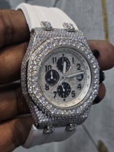 Reloj Cronógrafo de Lujo para Hombre, de Acero Inoxidable, 43 mm, con Incrustaciones de Diamantes, Estilo Hip Hop, Correa de Moissanita, Movimiento de Cuarzo, Zafiro - Product Image 3