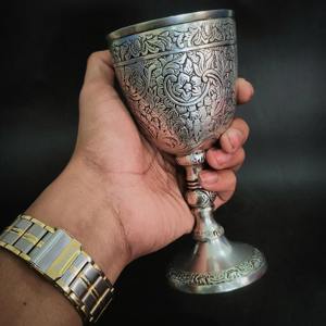 แก้วทองเหลืองทำมือสไตล์ยุคกลาง แก้วไวน์สลักลายละเอียด แก้วน้ำทรงสูง แก้วเบียร์ทองเหลืองลายนูน - Product Image 6