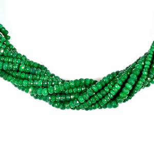 ลูกปัดมรกตธรรมชาติ คอรันดัม 4 มม. ทรงเหลี่ยมรอนเดลล์ ความยาว 13 นิ้ว สำหรับทำเครื่องประดับ - Product Image 1