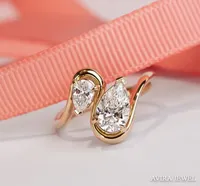 Bague de fiançailles pour femme en moissanite 1 carat de qualité supérieure, or massif 18 carats, clarté VVS1, coupe poire classique, sans nickel, sans plomb