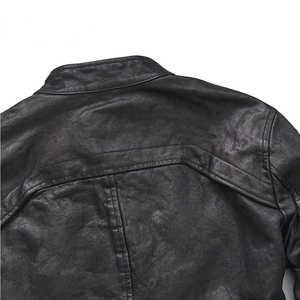 Veste d'automne pour homme en cuir véritable, coupe ajustée, style vintage, respirante, fils fins - Product Image 3