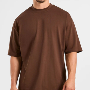 T-shirt Homme Oversize 100% Coton Épais Couleur Unie Anti-boulochage Épaules Tombantes Longueur Longue Manches Courtes Tricoté - Product Image 6