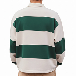 Polo de alta calidad, transpirable, de talla grande, con logo impreso en DTF personalizado, para hombre, de manga larga, a rayas, para hombre. - Product Image 2