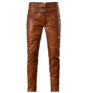 High Quality Men's Leather Flared Pants Regular Fit High Street Style Waterproof Breathable Nonwoven Fabric Fashionable Casual - Product Image 5