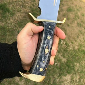Cuchillo Bowie de Acero de Damasco de Alta Gama con Funda, Cuchillo de Caza Hecho a Mano, Cuchillos Bowie de Hoja Fija para Acampar al Aire Libre - Product Image 4