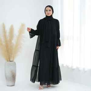 Abaya Musulmana Moderna con Adornos de Piedras de Lujo, Vestido Casual Diario para Mujer, Ligero, Transpirable, de Secado Rápido, Hecho a Mano, con Cuello Barco y Largo hasta el Suelo - Product Image 1