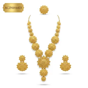 Dubai Fashion 24K Gold Plated Brass Flower Box <b>Chain</b> Long Charm Necklace for Wedding Party & Gift - Product Image 2