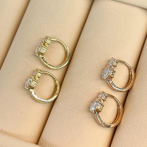 Boucles d'oreilles clous scintillantes en diamant de laboratoire taille ronde, or massif 14 carats, bijoux surprise pour femme, cadeau de mariage - Product Image 3