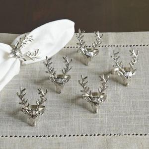 Christmas Decoration Handmade Antler Designs Napkin <b>Rings</b> Gift <b>Sets</b> Tableware Accessories <b>Silver</b> Napkin <b>Ring</b> Event Supplies - Product Image 3