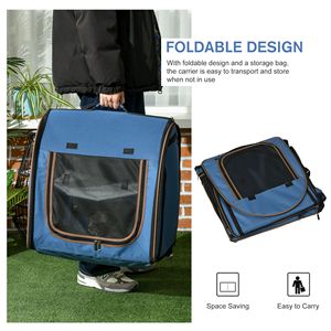 39\" Portable Cat Kennel Travel Dog <b>Crate</b> with Two Compartments Soft Cushions and <b>Storage</b> Bag Soft Sided Pet Carrier - Product Image 3
