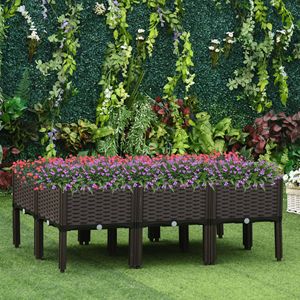 6-Piece Raised Garden Bed with Legs Brown <b>Planter</b> <b>Box</b> to Grow Flowers Herbs Vegetables - Product Image 2