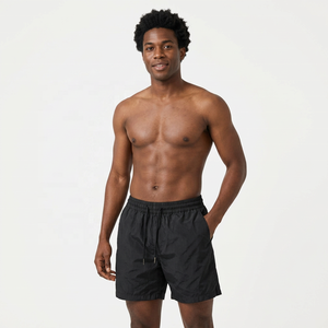 Custom <b>Black</b> Woven Cotton Casual Men Shorts Elastic Waist Printed Athletic Short <b>Pants</b> - Product Image 4