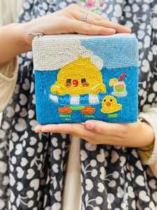 Porte-monnaie et pochette miniatures brodés de perles faites à la main, colorées, légères, écologiques, style bohème, cadeau pour femme - Product Image 1