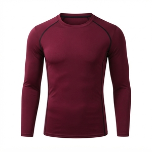 เสื้อเชิ้ตแขนยาวบีบอัดรัดรูปสำหรับผู้ชาย สีดำ แต่งขอบสีม่วง ผลิตจากโพลีเอสเตอร์ เหมาะสำหรับออกกำลังกาย - Product Image 4