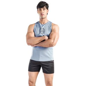 T-shirt de sport gris à manches tombantes pour homme, coupe oversize, en coton, pour entraînement, fitness, musculation, vêtements de sport amples - Product Image 1