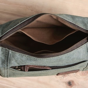 Trousse de Toilette en Cuir et Toile, Organisateur de Voyage Étanche, Trousse de Rangement Cosmétique, Grande Trousse de Voyage LCTB-0072 - Product Image 5