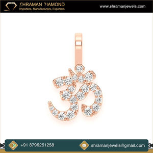 Proveedor Líder de Joyería de Moda de Alta Calidad, Regalo de Compromiso Más Vendido, Pequeño Colgante OM de Oro de 14K con Diamante Natural VVS - Product Image 4
