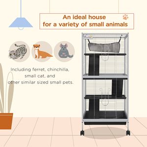 Metal Small Animal 4-Tier <b>Hammock</b> Cage Rolling Big Ferret Chinchilla Sugar Glider Cage with Removable Tray - Product Image 4