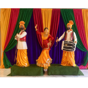 Estatuas de Fibra de Vidrio Coloridas con Temática Punjabi Bhangra, Color Personalizado, Decoración Clásica para Bodas, Estatua Punjabi Duradera, Precio de Fábrica - Product Image 1