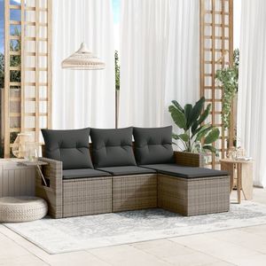 Juego de sofás de jardín grandes modulares de ratán gris PE y acero con recubrimiento en polvo Sofás de jardín impresionantes - Product Image 1
