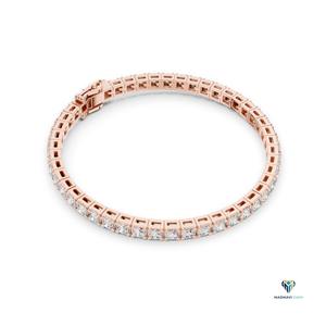 5.17 CT Rose <b>Gold</b> Round Lab Grown Diamond Tennis Bracelet in 14K <b>Solid</b> <b>Gold</b>, 6.4 Inch Collet Set Classic Bracelet - Product Image 3