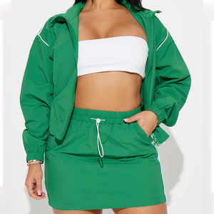 Custom Made Women's 100% Polyester Custom Logo Printed Windbreakers Shorts Jogger <b>Set</b> Solid Pattern Tracksuits with Pattern 2026 - Product Image 1