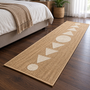 Alfombra de Yute Natural Tejida a Mano, Rectangular, con Patrón Geométrico, Moderna, de Tejido Plano - Product Image 5