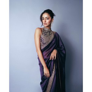 Saree de créateur avec travail en miroir réel et séquence de codage pour l'habillage professionnel - Product Image 4