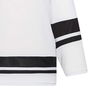 Camiseta de Hockey sobre Hielo Blanca con Cuello en V, Manga Larga, Malla Rayada, Unisex, para Adultos, Transpirable, Corte Regular - Product Image 3