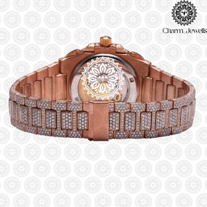 Charm Jewells Men's Rose Gold Diamond <b>Watch</b> <b>Case</b> 40mm Analog Mechanical Movement 10 Bar Water Resistant Luxury Fashion Stainless - Product Image 5