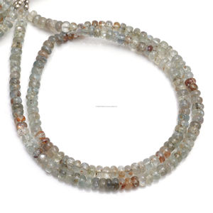 Guérisseur naturel fait à la main mousse aigue-marine lisse Rondelle forme 16 pouces perles de pierres précieuses brin utiliser pour la fabrication de bijoux créatifs - Product Image 1