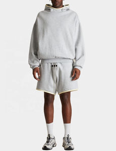 Ensemble jogging et sweat à capuche unisexe gris clair en polaire 100 % polyester brodé sur mesure, respirant et décontracté, coupe oversize, collection 2026 – Vente en gros - Product Image 5