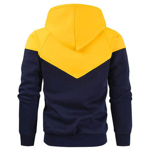 Sweat-shirt à capuche en tricot pour homme, color block, automne, bleu marine et jaune, manches longues, coupe classique - Product Image 2