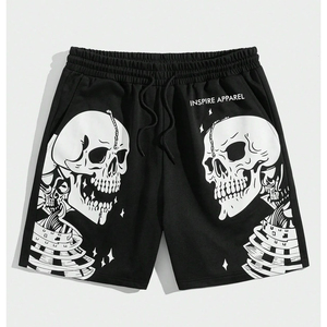 Shorts de plage pour homme en polyester satiné noir, imprimé dragon, séchage rapide, respirant, cordon élastique, taille haute, style vintage, décontracté, sport - Product Image 1