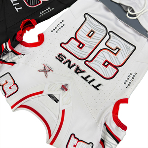 Conjunto de Uniforme de Fútbol Americano Sublimado, Cuello en V, Manga Corta, Blanco y Negro, Pantalones con Cordón Ajustable, para Hombre Adulto - Product Image 2
