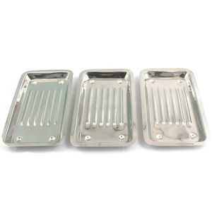 Caja organizadora de instrumentos quirúrgicos dentales de acero inoxidable con rieles de silicona azules y diseño delgado para esterilización - Product Image 3