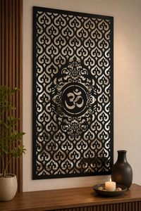 Panel de Arte Metálico Moderno Om, Decoración de Pared Metálica Cortada con Láser para Sala de Estar, Dormitorio, Templo, Oficina, Entrada, Hogar, Hotel - Product Image 3