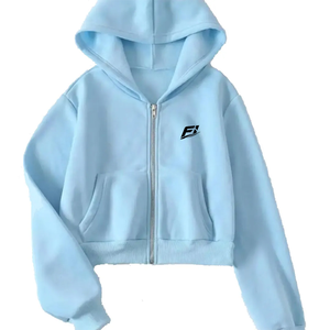 Fashion Oversized Hoodies Zipper Front Logo Embroidered Solid Color Breathable Pocket Unisex Casual Winter French Sweatshirt - Product Image 4