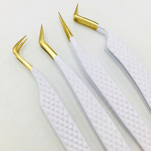 Custom Gold Stainless Steel <b>Eyebrow</b> Tweezers Set Slanted Tip White Grip Eco-Friendly Design Fashion Modern <b>Eyebrow</b> <b>Hair</b> <b>Removal</b> - Product Image 4